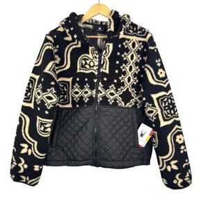 Spyder sz L Fleece Quilted hooded Jacket aztec Power web athleisure 90s sz‎ L